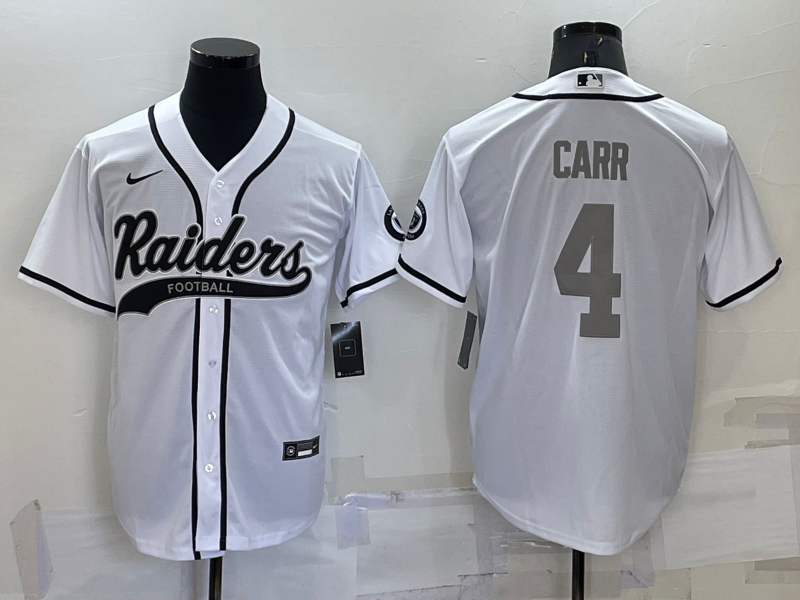 Men's Las Vegas Raiders #4 Derek Carr White Grey Cool Base Stitched Baseball Jersey